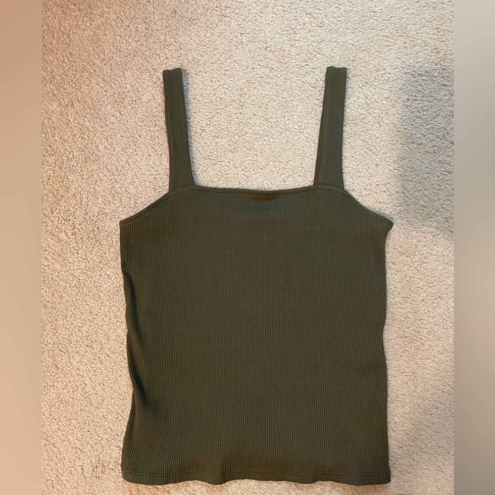 Express Olive Ribbed Crop Top